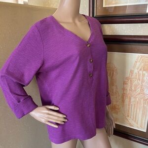 J Jill Womens Purple Thermal Tunic Top sz L